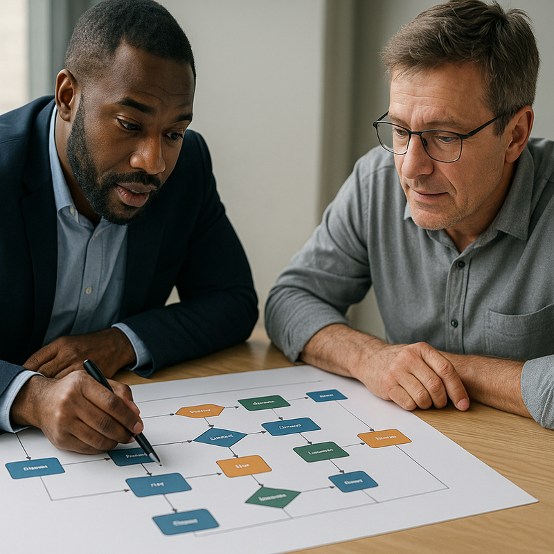 Twee mannen zittend aan een tafel