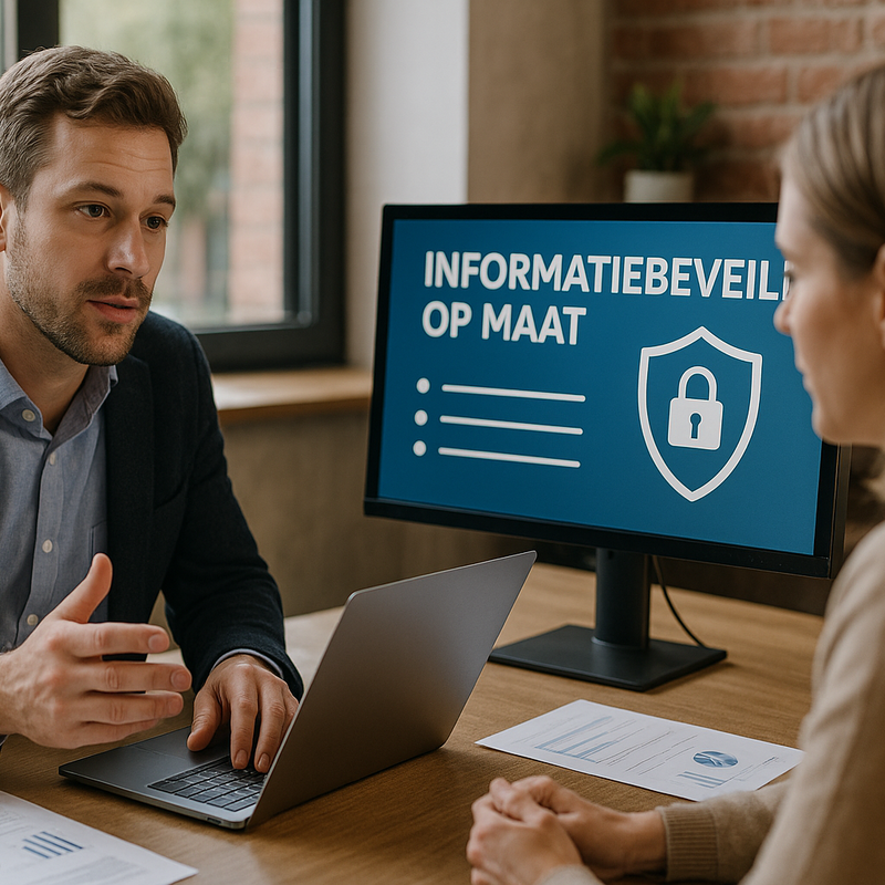 Een groep mensen die aan een tafel zitten met behulp van een laptop