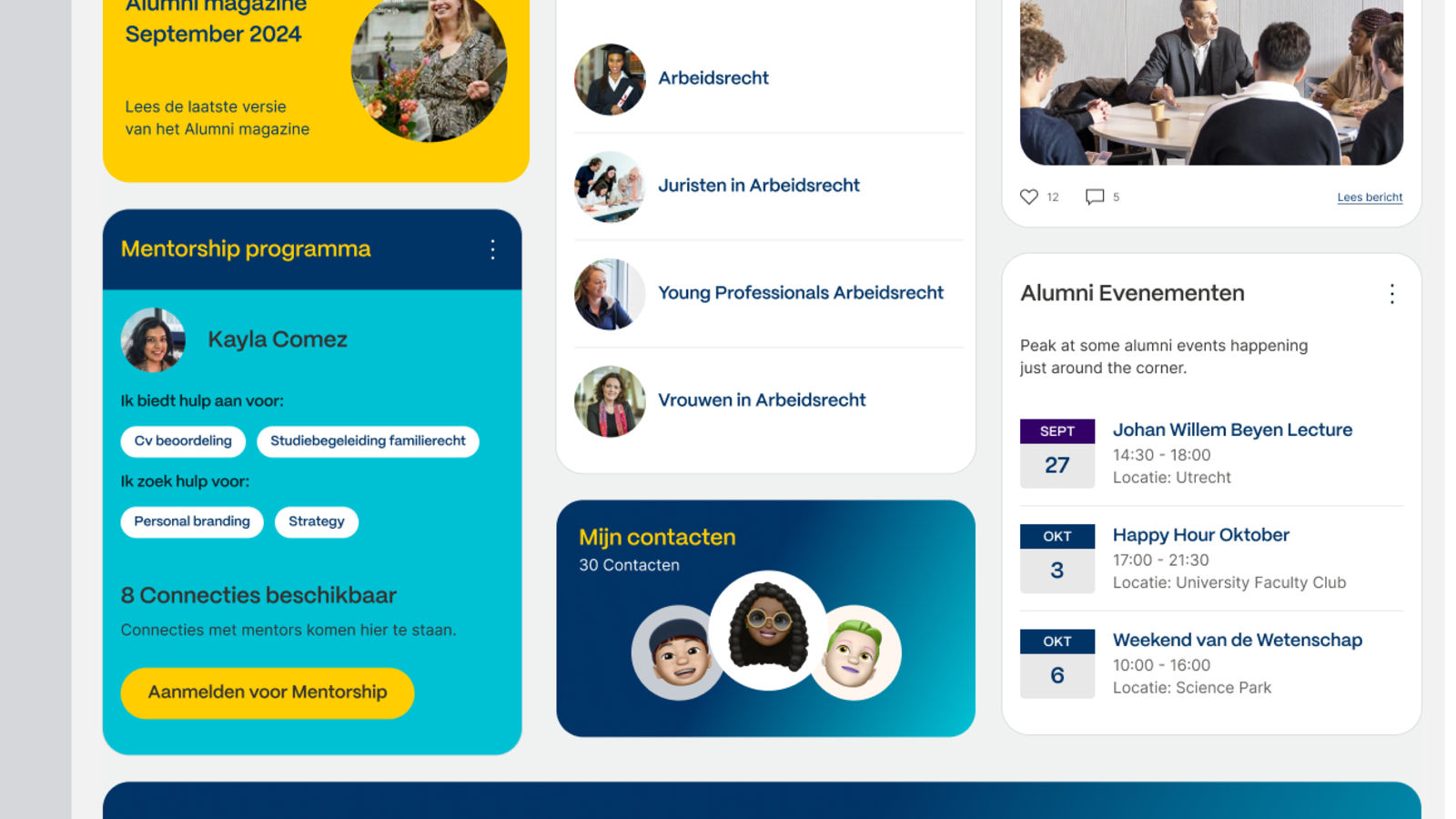 Grafische gebruikersinterface alumniportaal