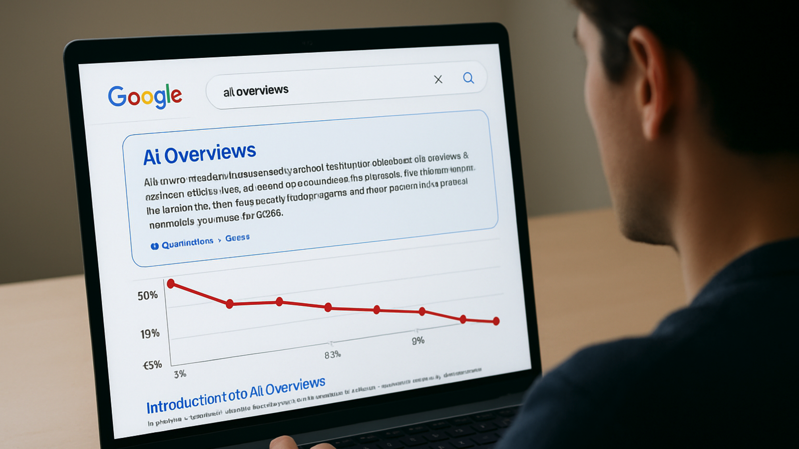 een computerscherm met Google Overviews