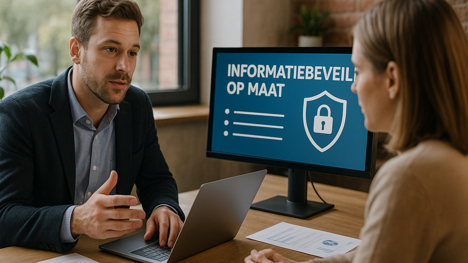 Een groep mensen die aan een tafel zitten met behulp van een laptop