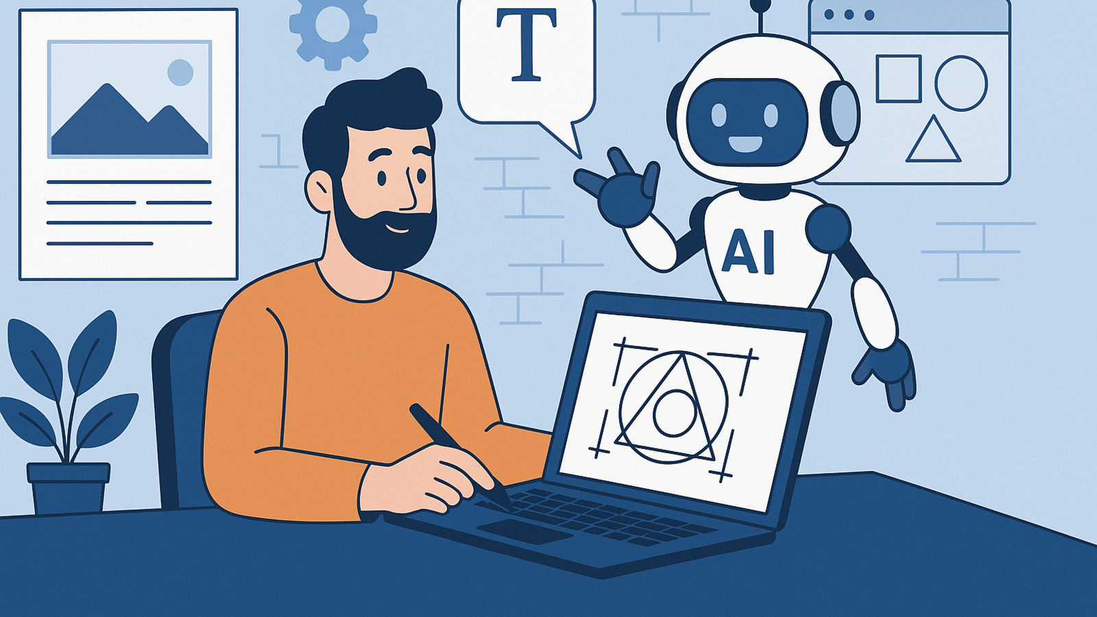 AI en ontwerper illustratie